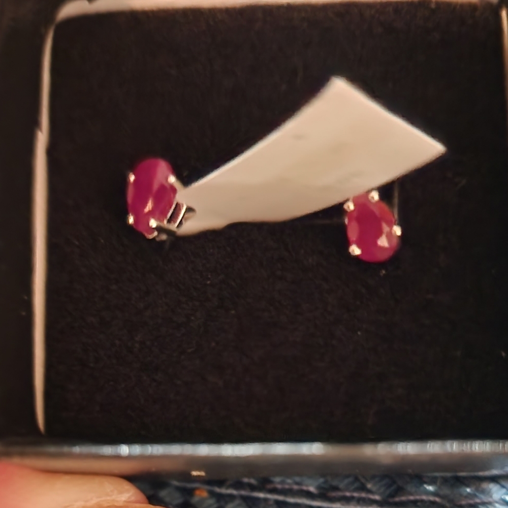 Ruby screw back earrings